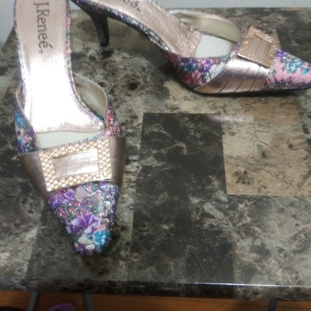 J Renee Lace Overlay Floral Mules - NEVER WORN